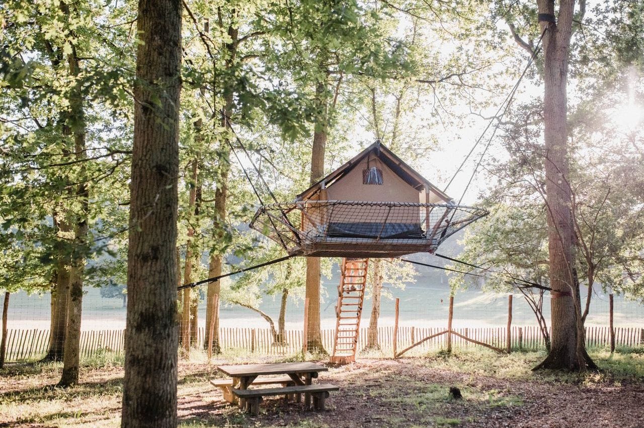 idée de voyage scolaire, logement insolite tree tents